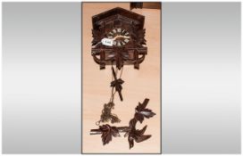 Hanging Black Forest Cuckoo Hanging Wall Clock, Carved to top with a Bird Amongst Branches, The