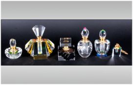 French Vintage Criffe Collection Of Cut Crystal Clear & Coloured Perfume Bottles With Stoppers,
