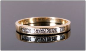 Ladies 18ct Gold Set Princes Cut Diamond Half Eternity Ring Diamond weight .33pts Fully