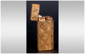 Cartier Paris Cigarette Lighter, Yellow Metal Body. Numbered To Base 202 83 K