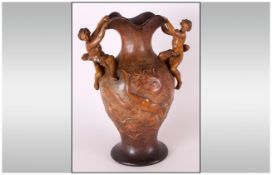 Goldscheider Art Nouveau Terracotta Vase, signed Kinsburger, the ovoid body decorated with a nude