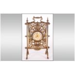 British United Clock Co. Early 20th Century Fine Decorative Brass Boudoir Strut Timepiece Circa