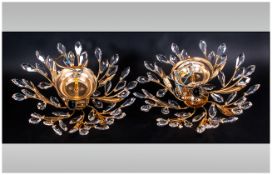 A Modern Pair of Quality Italian Crystal Glass Ceiling Lights. Cost Over £600.00