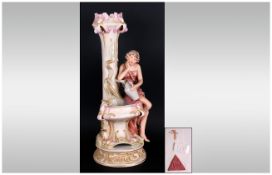 Royal Dux / Bohemia Art Nouveau - Very Fine and Impressive Figural Vase / Centre Piece. Features a