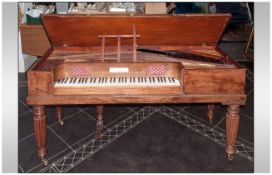 A John Broadwood & Sons Mahogany Cased Harpsichord with a wood sounding board and iron heart