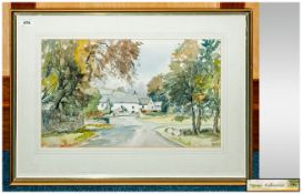 Dennis Grundy Framed Water Colour Titled Borwick Dated 1990 12x20 Inches