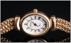 Ladies Swiss Quartz Silver Gilt Watch & Bracelet, with pearl dial. Hallmark Birmingham 2007, As