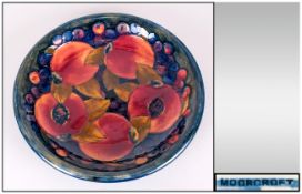 W. Moorcroft Signed Shallow Dish ' Pomegranates and Berries ' c.1920's. 8.5 Inches Diameter.
