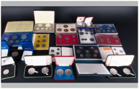 A Large Collection of 1960's, 1970's and 1980's Coin Sets and Coins. All Boxed. ( 24 ) In Total.