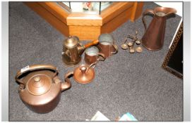 Assorted Collection of Brass and Copper Items. Includes - Copper Kettle, Miniature Brass Scales, 4