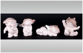 Nao By Lladro Set Of Four Cherub Figures, various subjects & positions. 3'' in height. All pieces