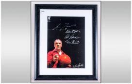 Bill Shankly Print Signed By Ron Yeats, Tommy Smith, Chris Lawler & Tommy Lawrence. mounted &
