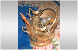 Collection of Metalware to include coal scuttle, pewter, embossed jugs etc