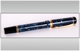 Parker Duofold Continental - Lapis Blue Fountain Pen, with 18ct Gold Nib. In As New Condition. c.