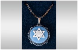 Wedgwood Star of David Pendant in blue and white jasper, gold plated in sterling silver.