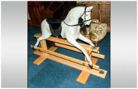 'Derby Rockers' Modern Fibre Glass Grey Rocking Horse On Wooden Frame