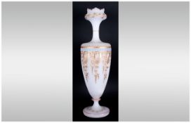 Victorian Fine and Impressive Milk Glass Vase, with Applied and Raised Gold Leaf Decoration to