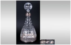Topazio of Portugal Very Fine Silver Plated Overlay and Cut Crystal Decanter. Fully Marked. This