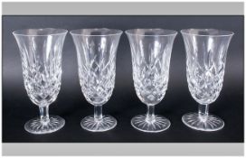 Waterford Fine Cut Crystal Set Of Four Lismore Large Size Goblets, Waterford marks to base. Each