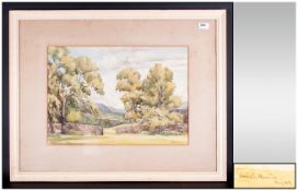 David Harrison Watercolour Drawing of A Rural Landscape with Trees. Dated August 49, framed and