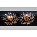 A Modern Pair of Quality Italian Crystal Glass Ceiling Lights. Cost Over £600.00