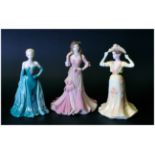 Collection Of Three Lady Figurines, Each approximately 6'' in height.