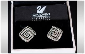 Swarovski Pair of Crystal Earrings. Boxed. From The Jewelers Collection.