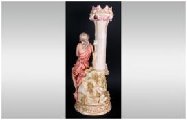 Royal Dux / Bohemia Art Nouveau - Very Fine and Impressive Figural Vase / Centre Piece. Features a