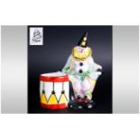 Withdrawn////Royal Albion China Rare Art Deco Hand Painted Figural Clown Figure and Drum. c.1930'