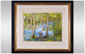 Framed Watercolour. 'Summer Forest Scene'. Mounted and behind Glass.