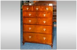 Early 20thC Dressing Chest Walnut Fronted, Comprising Three Small Over Two Short Over Three Long