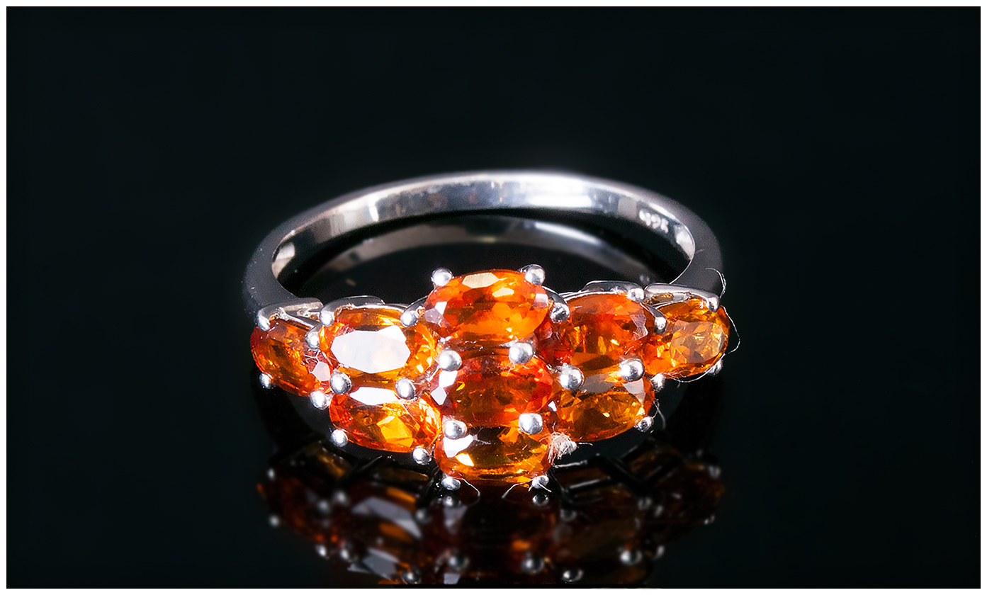 Madeira Citrine Ring, oval cuts of the deep, rich Madeira citrine, totalling 1.75cts, set in a