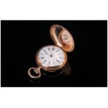 Ladies French Full Hunter Fob Watch, 35mm Case With French Assay Marks, White Enamelled Dial With