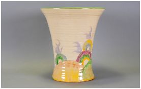 Clarice Cliff Very Large Hand Painted Flared Vase ' Viscaria ' Pattern. c.1935. Shape 572. Fully