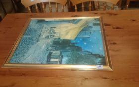 Gold Framed Picture Of Night Time In Street