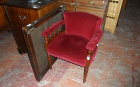 Red Felt / Wooden Bedroom Chair.