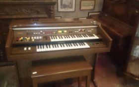 Wooden Organ and Stool.