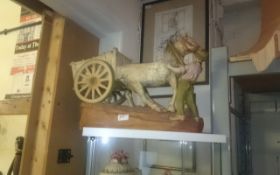 Ceramic Statue, man with a horse and cart