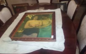 Wooden Framed Picture Of Two Women