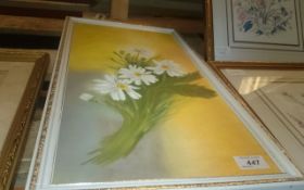 White Framed Picture Of Daisys