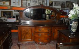 Large Dark Wooden Side Board with Mirror.