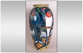 Moorcroft Limited Edition & Numbered Modern Vase, 'Swallows Pattern' Number 306/500. Mint condition.