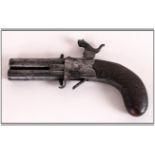 19th Century Small Boot Pistol, Double Barrel Percussion. Marked Joseph - Liverpool. Good Condition.