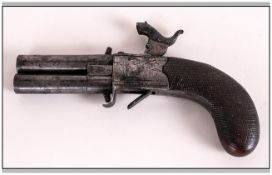 19th Century Small Boot Pistol, Double Barrel Percussion. Marked Joseph - Liverpool. Good Condition.