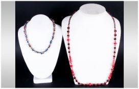 Murano 1940's-1950's Multi-Coloured Glass Beads Necklaces. Length 18 & 36 Inches. Excellent