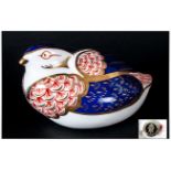Royal Crown Derby Paperweight ' Quail ' Gold Stopper, Discontinued 1990. Complete with Box. 2.5