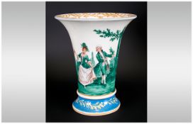 Dresden Porcelain Hand Decorated Spill Shape Vase. Under glaze blue mark to the base, depicting a