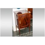 Edwardian Mahogany Bedside Cabinet, Having a Single Shaped Panel Door Supported on Round Tapering