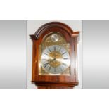 Reproduction Arched Brass Dial Glazed Front Grandfather Clock