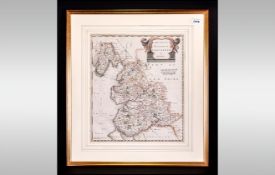 Robert Mordem County Map Of The Palatine Of Lancashire, period hand coloured print, framed,